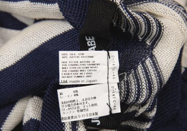 ジュンヤワタナベ コムデギャルソンJUNYA WATANABE COMME des GARCONS ボーダーニットコットンポリフレンンチスリーブワンピース 紺オフS K-151252_013