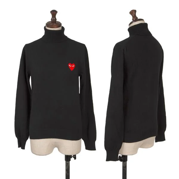 PLAY COMME des GARCONS Heart Patch Turtle Knit Wool Sweater Black S K-151257_001