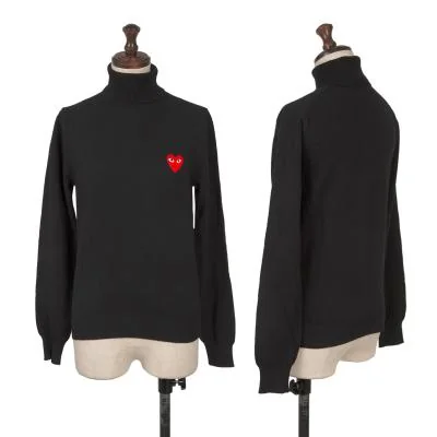 PLAY COMME des GARCONS Heart Patch Turtle Knit Wool Sweater