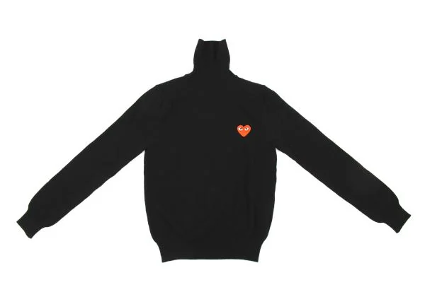 PLAY COMME des GARCONS Heart Patch Turtle Knit Wool Sweater K-151257_002