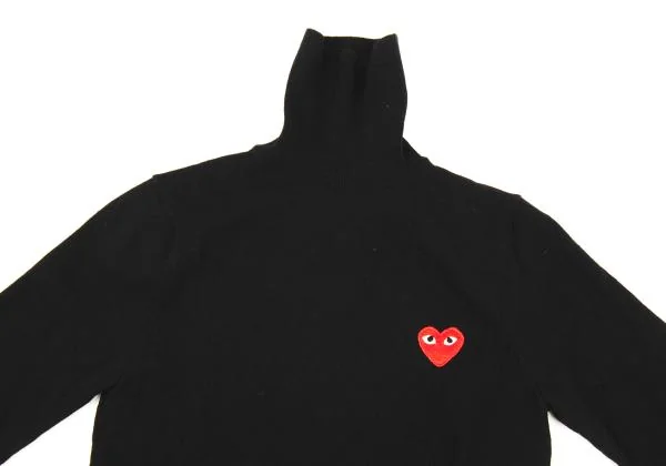 PLAY COMME des GARCONS Heart Patch Turtle Knit Wool Sweater K-151257_003