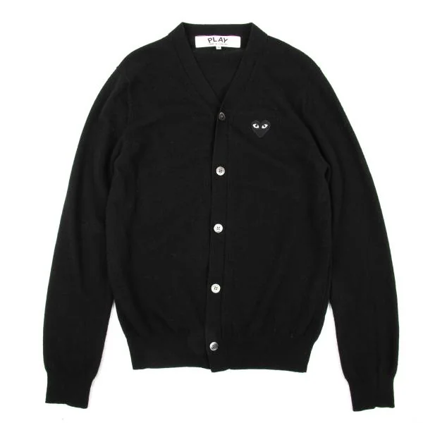 PLAY COMME des GARCONS Heart Patch Knit Cardigan Black M K-151272_001