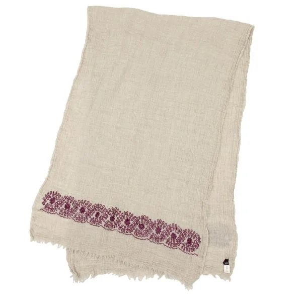 tricot COMME des GARCONS Wool Embroidery Design Fringe Stole Beige  K-151282_001