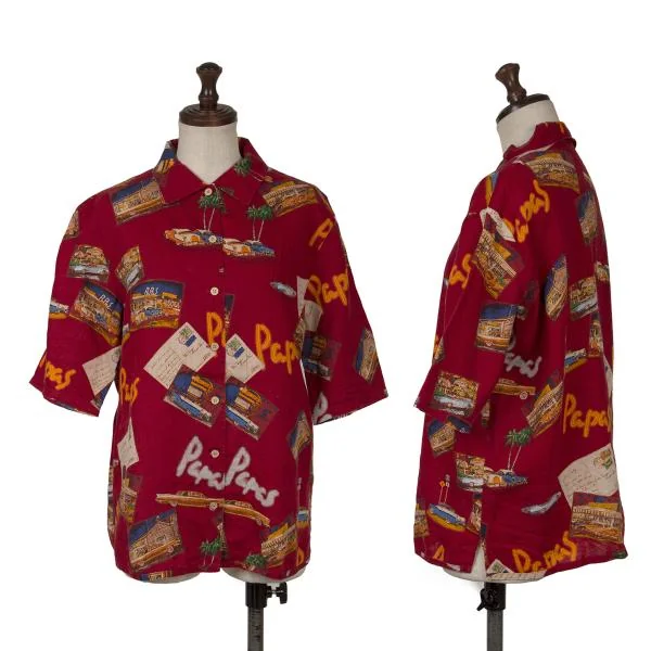Mademoiselle NON NON Classic Car Pattern Short Sleeve Shirt Red 40L K-151294_001