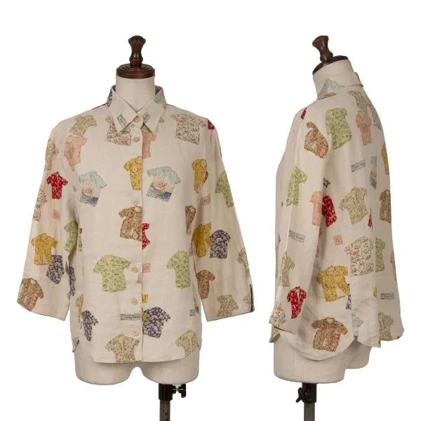 Mademoiselle NON NON Patterned 3/4 Sleeve Shirt Beige 40L K-151295_001