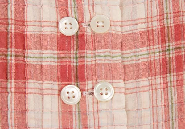 マドモアゼルノンノンMademoiselle NON NON コットンリネンシワ加工チェックシャツチュニック 赤白40L K-151300_005