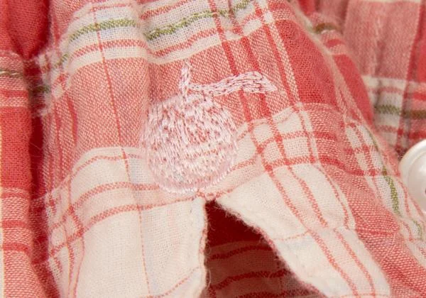 マドモアゼルノンノンMademoiselle NON NON コットンリネンシワ加工チェックシャツチュニック 赤白40L K-151300_009