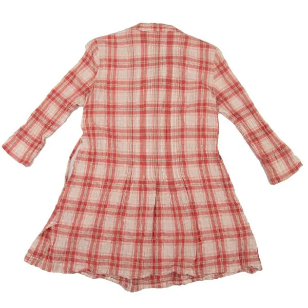 マドモアゼルノンノンMademoiselle NON NON コットンリネンシワ加工チェックシャツチュニック 赤白40L K-151300_014