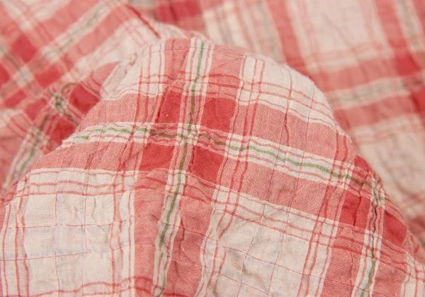 マドモアゼルノンノンMademoiselle NON NON コットンリネンシワ加工チェックシャツチュニック 赤白40L K-151300_015