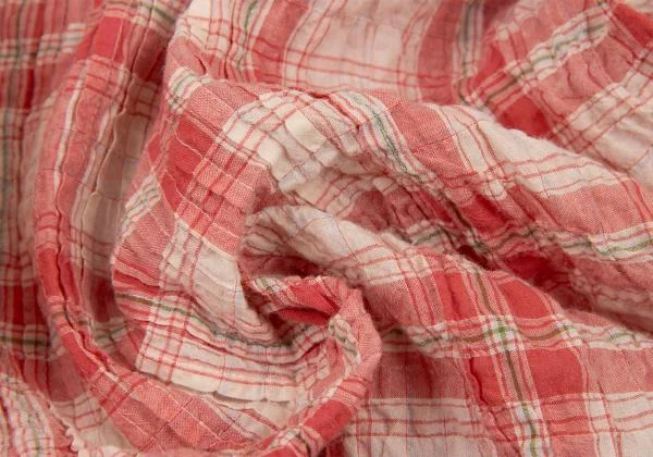 マドモアゼルノンノンMademoiselle NON NON コットンリネンシワ加工チェックシャツチュニック 赤白40L K-151300_016