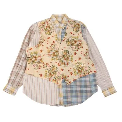 Karl Helmut Floral Vest Layered Crazy Pattern Check Shirt