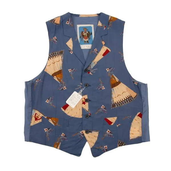 Karl Helmut Tipi Printed Rayon Vest Blue S-M K-151350_001