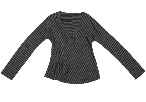 JURGEN LEHL Wool Bias Stripe V Neck T Shirt K-151374_002