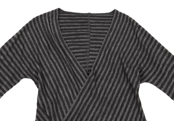 JURGEN LEHL Wool Bias Stripe V Neck T Shirt K-151374_003