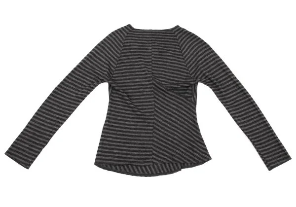 JURGEN LEHL Wool Bias Stripe V Neck T Shirt K-151374_010