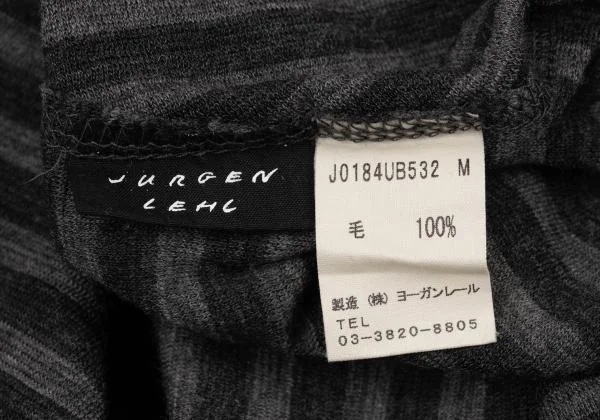 JURGEN LEHL Wool Bias Stripe V Neck T Shirt K-151374_012