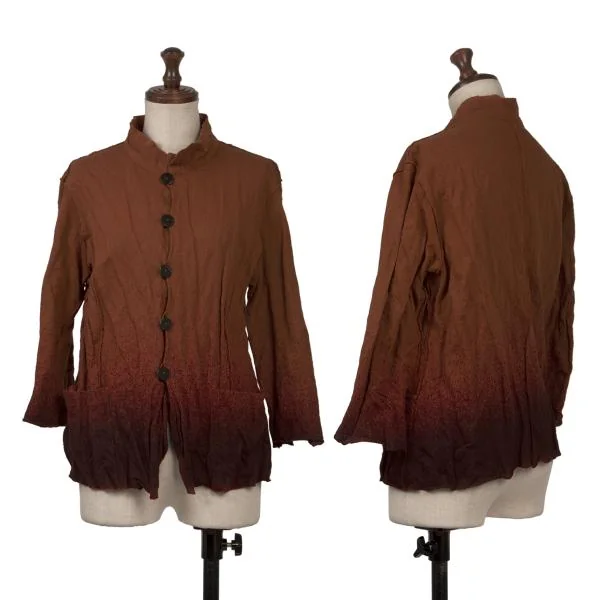 JURGEN LEHL Printed Jersey 3/4 Sleeves Blouse Brown S-M K-151376_001