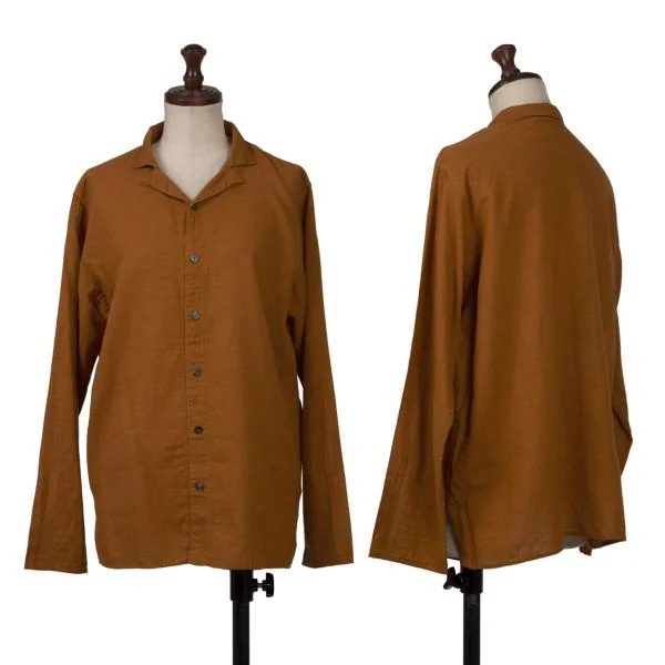 JURGEN LEHL Cotton Wool Open Collar Shirt Orange M K-151377_001