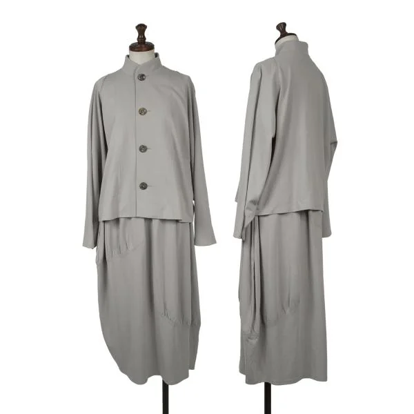JURGEN LEHL Cotton Big Button Jacket & Skirt Grey M K-151389_001