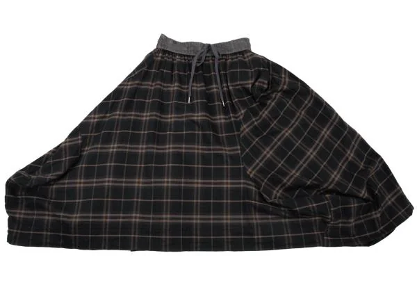 ヴィヴィアンウエストウッド レッドレーベルVivienne Westwood Red Label ウール混ウエストオーブプリントチェック切替スカート 紺茶00 K-151411_002