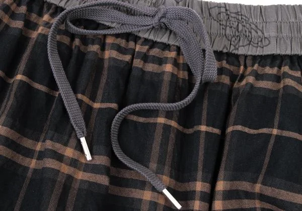 ヴィヴィアンウエストウッド レッドレーベルVivienne Westwood Red Label ウール混ウエストオーブプリントチェック切替スカート 紺茶00 K-151411_004
