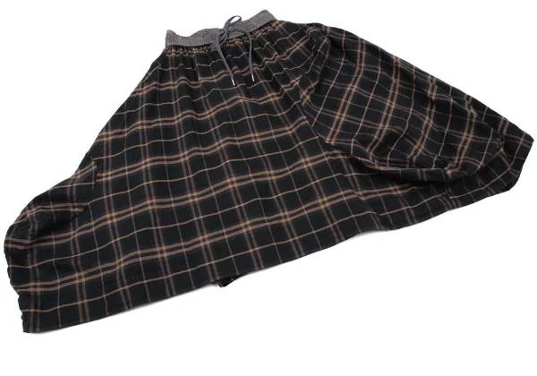 ヴィヴィアンウエストウッド レッドレーベルVivienne Westwood Red Label ウール混ウエストオーブプリントチェック切替スカート 紺茶00 K-151411_006