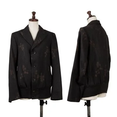 Y's Wool Floral Print Pinstripe Jacket