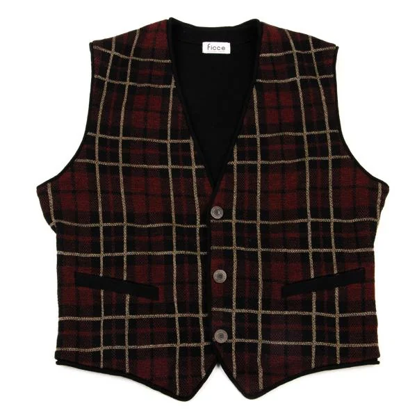FICCE Check Knit Vest Bordeaux,Black S-M K-151445_001