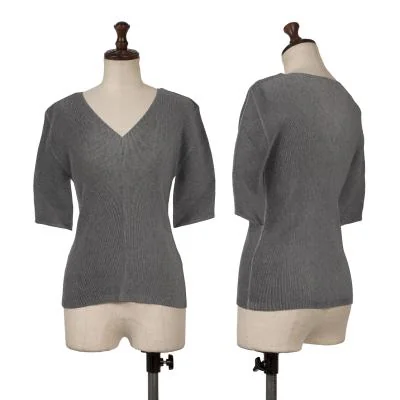 PLEATS PLEASE Mist Pleated V-neck T shirt