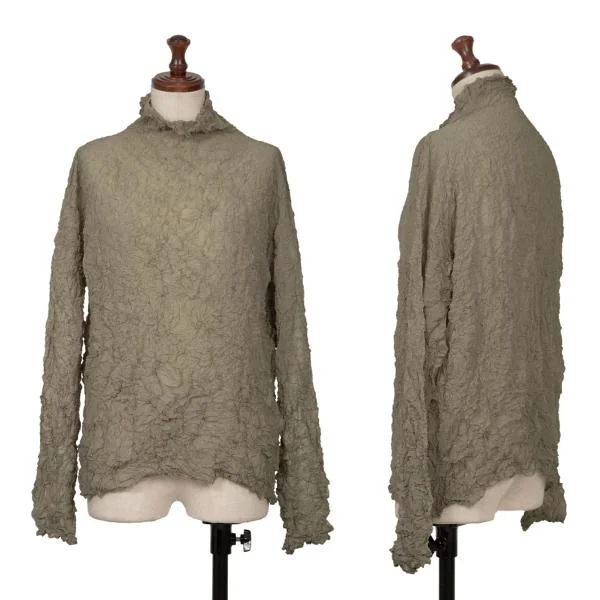 ISSEY MIYAKE PERMANENTE Wrinkle Pleats Turtle Neck Top Beige 2 K-151526_001
