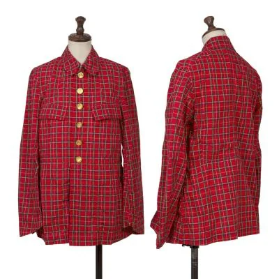 COMME des GARCONS Check Puckering Metal Button Shirt Jacket
