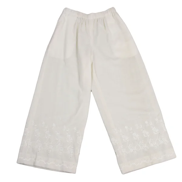 COMME des GARCONS Hem Lace embroidery Pile Wide Pants Ivory XS-S K-151550_001