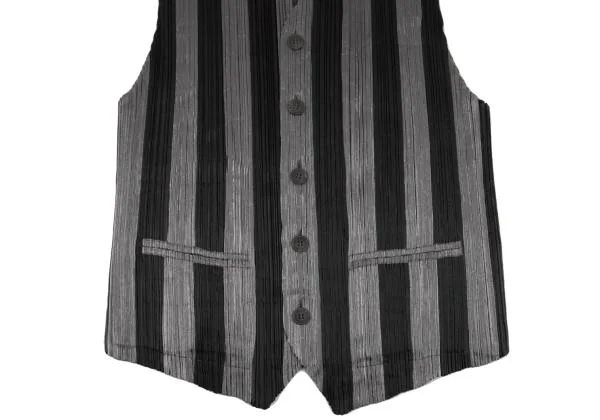 ISSEY MIYAKE MEN Front Stripe Pleated Vest K-151614_006