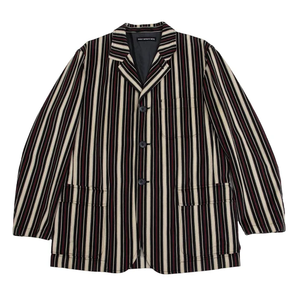 ISSEY MIYAKE MEN Stripe Cotton Jacket Black,Beige 4 K-151626_001