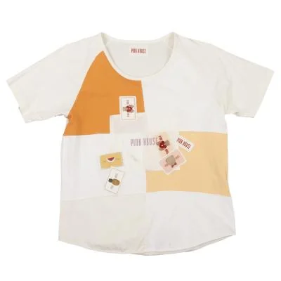 PINK HOUSE Patchwork Design T shirt