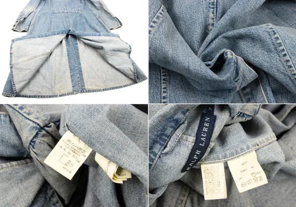 ラルフローレンRALPH LAUREN ヴィンテージ加工デニムカバーオールロングコート インディゴ7 K-151676_018