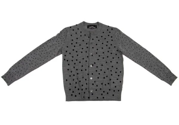 トリココムデギャルソンtricot COMME des GARCONS ドットフロッキーウールニットカーディガン グレー黒M 【レディース】 トリココムデギャルソンtricot COMME des GARCONS ドット