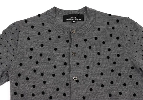 トリココムデギャルソンtricot COMME des GARCONS ドットフロッキーウールニットカーディガン グレー黒M 【レディース】 トリココムデギャルソンtricot COMME des GARCONS ドット