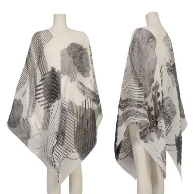 PLEATS PLEASE See-through Graphic Printed Poncho