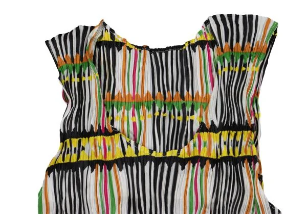 PLEATS PLEASE Multi Stripe Print Twisted Pleats Tank Top K-151914_003