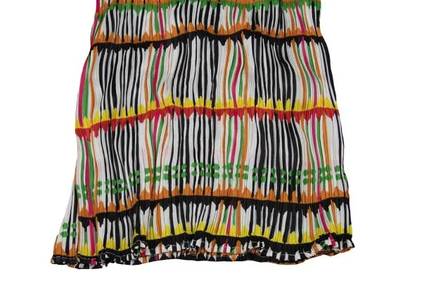 PLEATS PLEASE Multi Stripe Print Twisted Pleats Tank Top K-151914_005