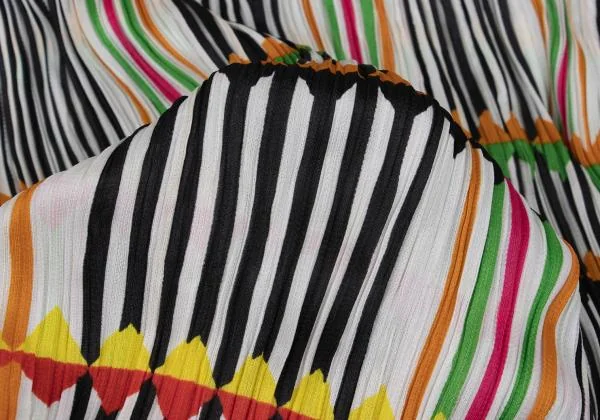 PLEATS PLEASE Multi Stripe Print Twisted Pleats Tank Top K-151914_008