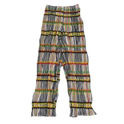 PLEATS PLEASE Multi Stripe Print Twisted Pleats Pants