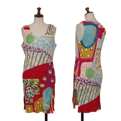 PLEATS PLEASE Graphic Print Long Sleeveless Top