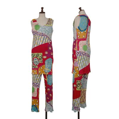 PLEATS PLEASE Graphic Print Long Sleeveless Top & Pants