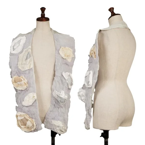コムコム コムデギャルソンCOMME des GARCONS メッシュコサージュキュプラつけ襟 ライトパープルM K-152013_001