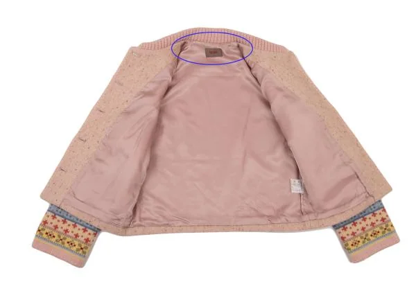 ピンクハウスPINK HOUSE 襟リブ袖ボーダー柄ニットウールブルゾン ピンクL K-152033_011