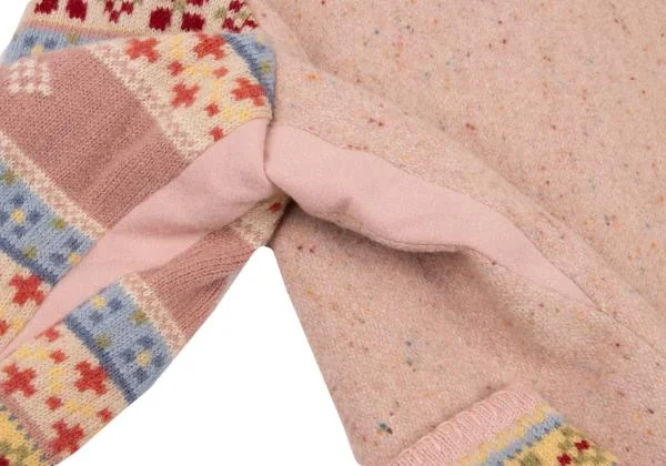 ピンクハウスPINK HOUSE 襟リブ袖ボーダー柄ニットウールブルゾン ピンクL K-152033_014