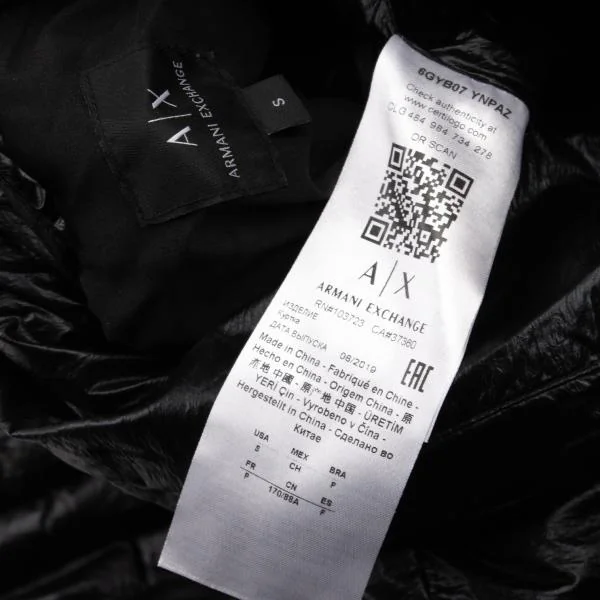 アルマーニ エクスチェンジARMANI EXCHANGE 袖フレア中綿ジップアップジャケット 黒S K-152115_014