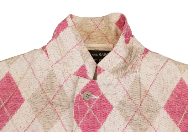 COMME des GARCONS HOMME PLUS Cotton Argyle Knit Transfer Printed Jacket K-152162_005